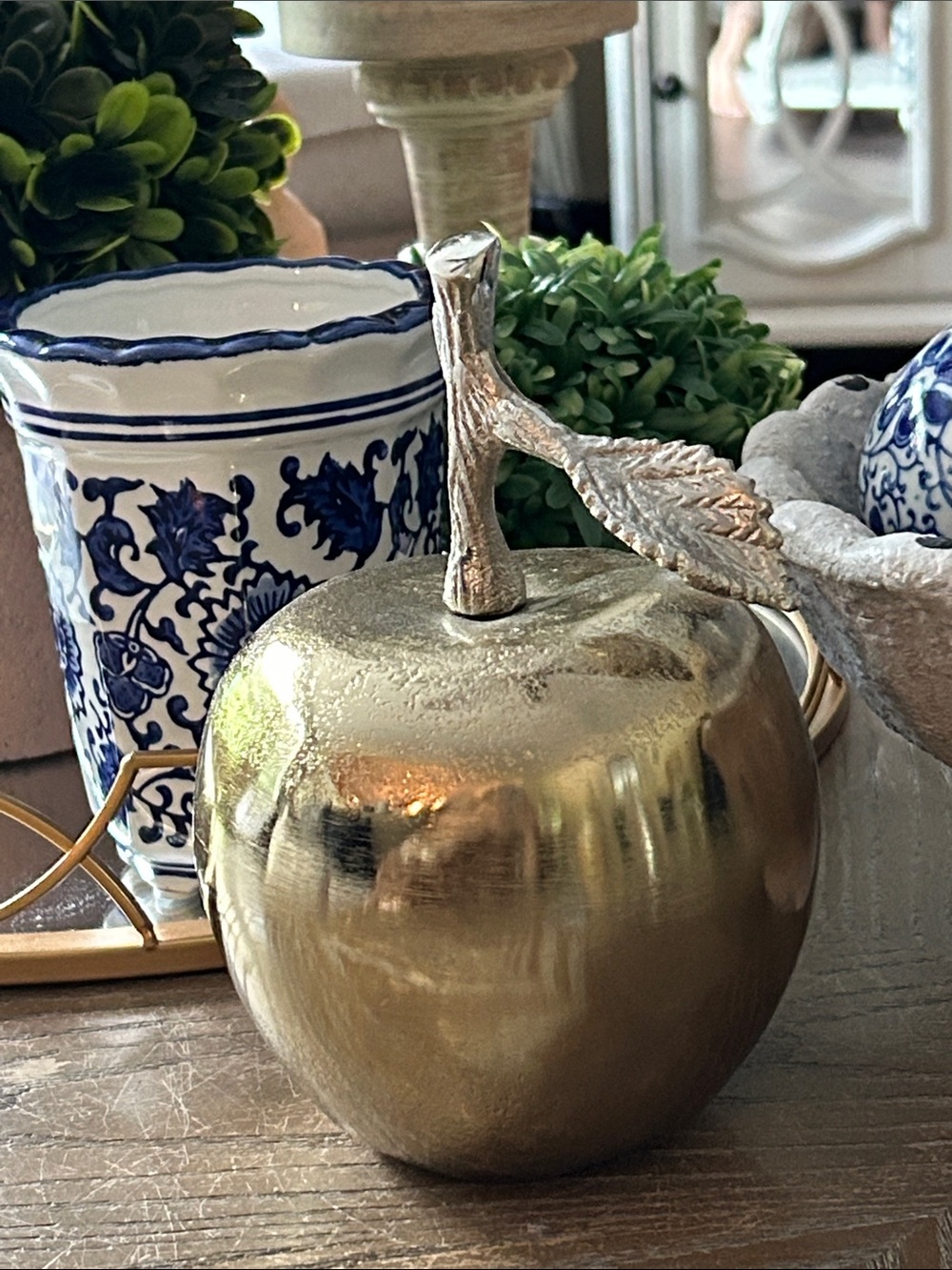 NEW! Vintage Inspired Shabby Chic Metallic Gold Metal Fall Harvest Apple